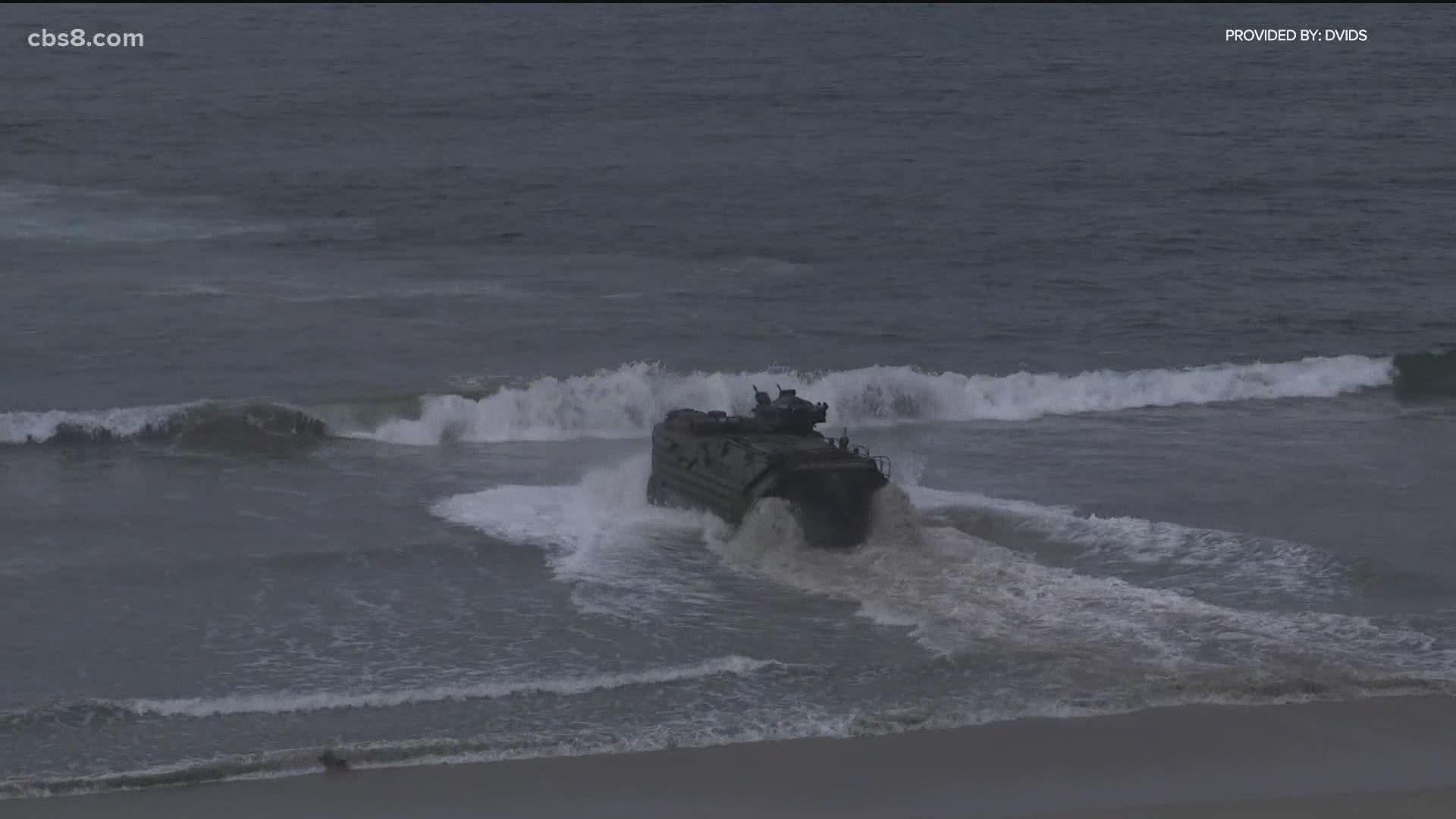 During the routine exercise at San Clemente island the AAV sank after taking on water more than 1,000 meters off shore.