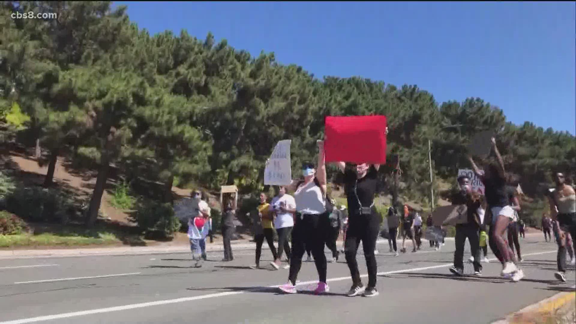 Hundreds of marchers were seen making their way through the streets of Eastlake.