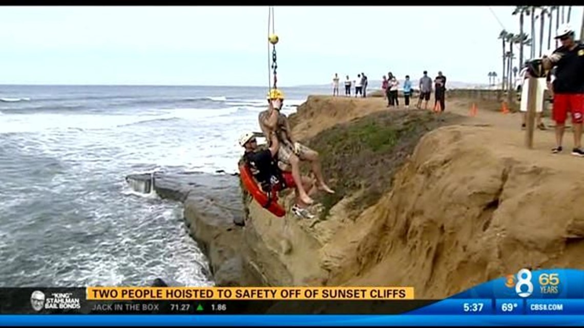 Two people rescued after falling off cliff | cbs8.com