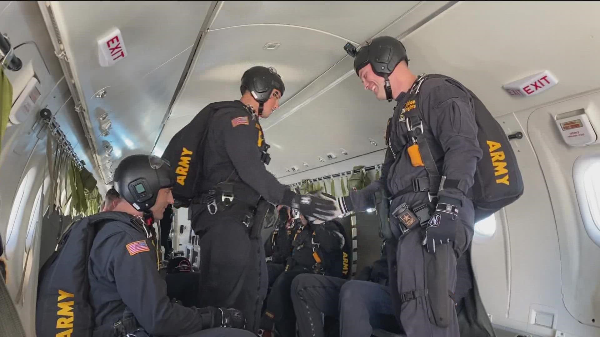 CBS 8's Shawn Styles was lucky enough to be invited to go up with the United States Army Parachute Team, The Golden Knights.