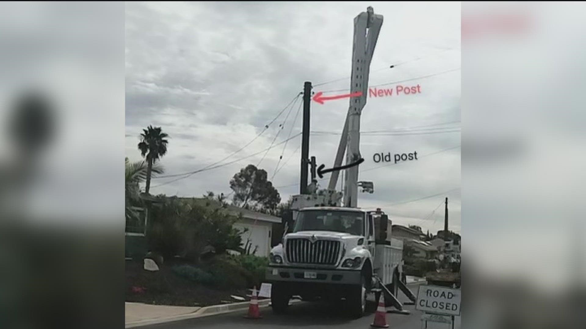 Those living on Burgener Blvd. in Bay Park say they didn't get a notice from SDG&E placing a 35-foot utility pole. However, SDG&E says otherwise.