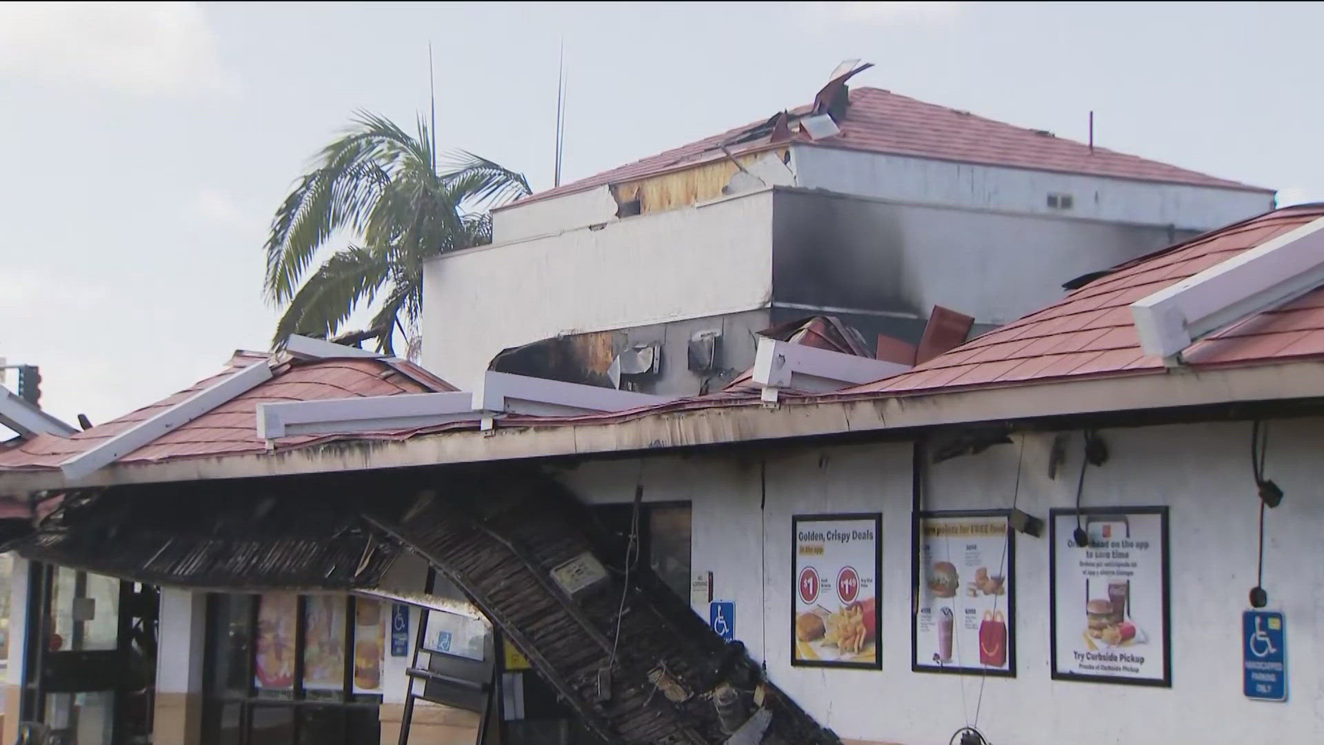 The fire was reported just after 3:00 a.m. at a McDonald's located at 8730 Jamacha Blvd.