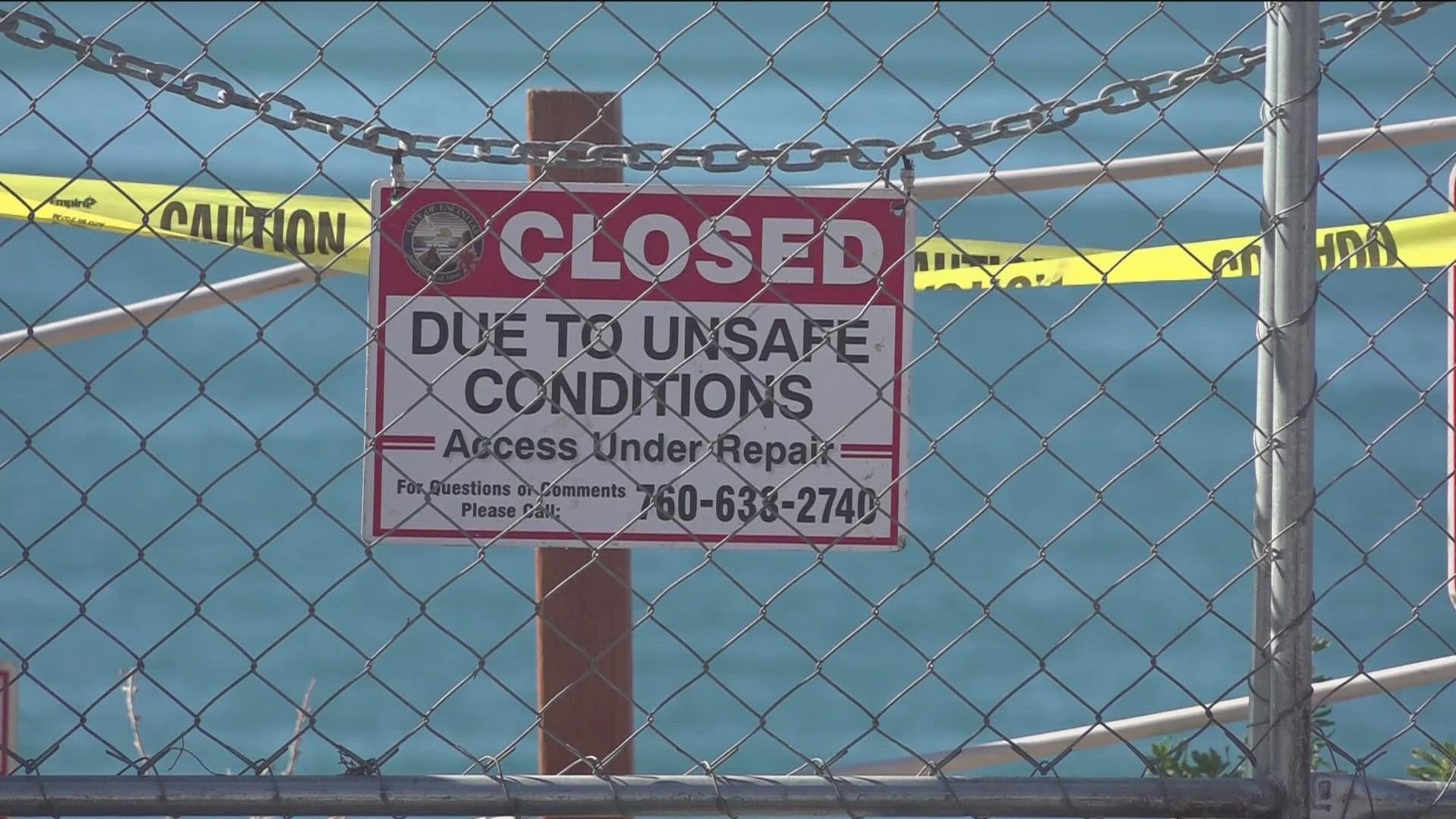 The City of Encinitas is urging people to stay away for their safety. It's an area that's been closed off in the past because of landslides.