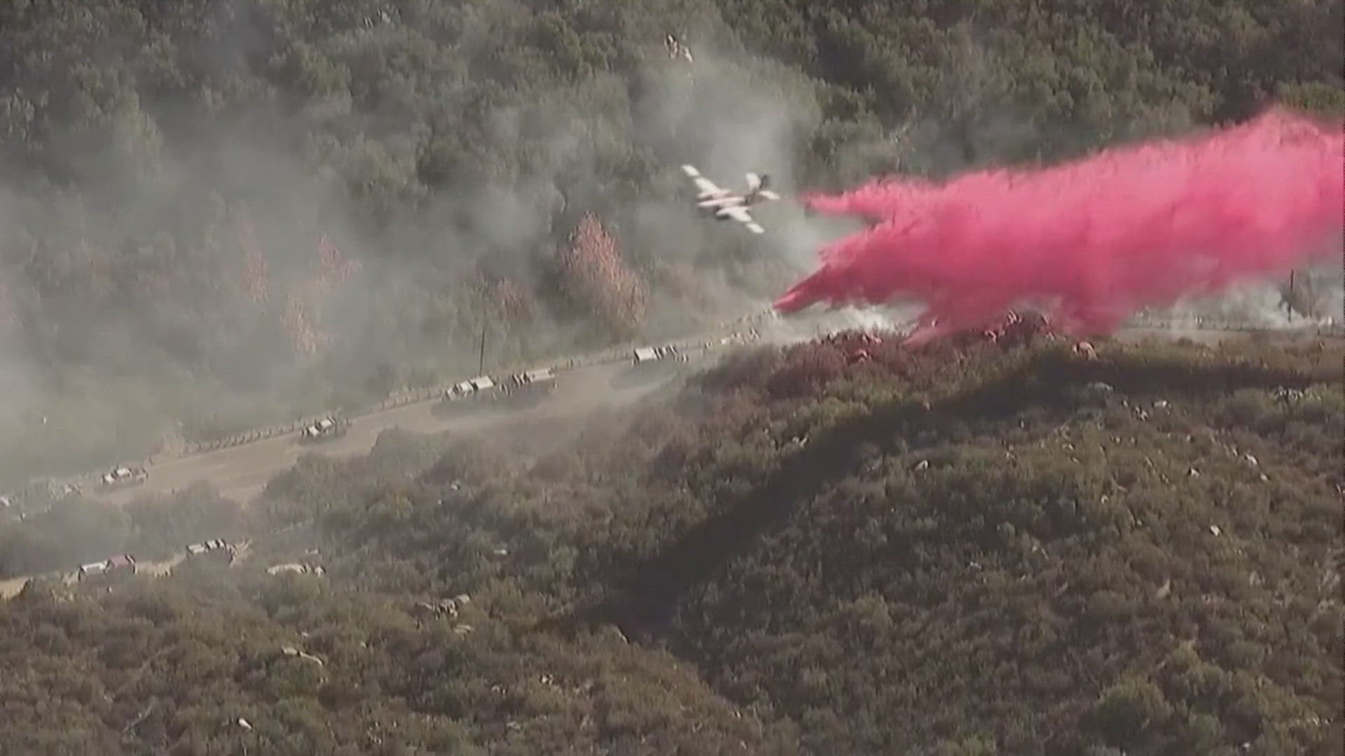 Brush fire, smoke, flames in East San Diego in La Cresta, east of El ...