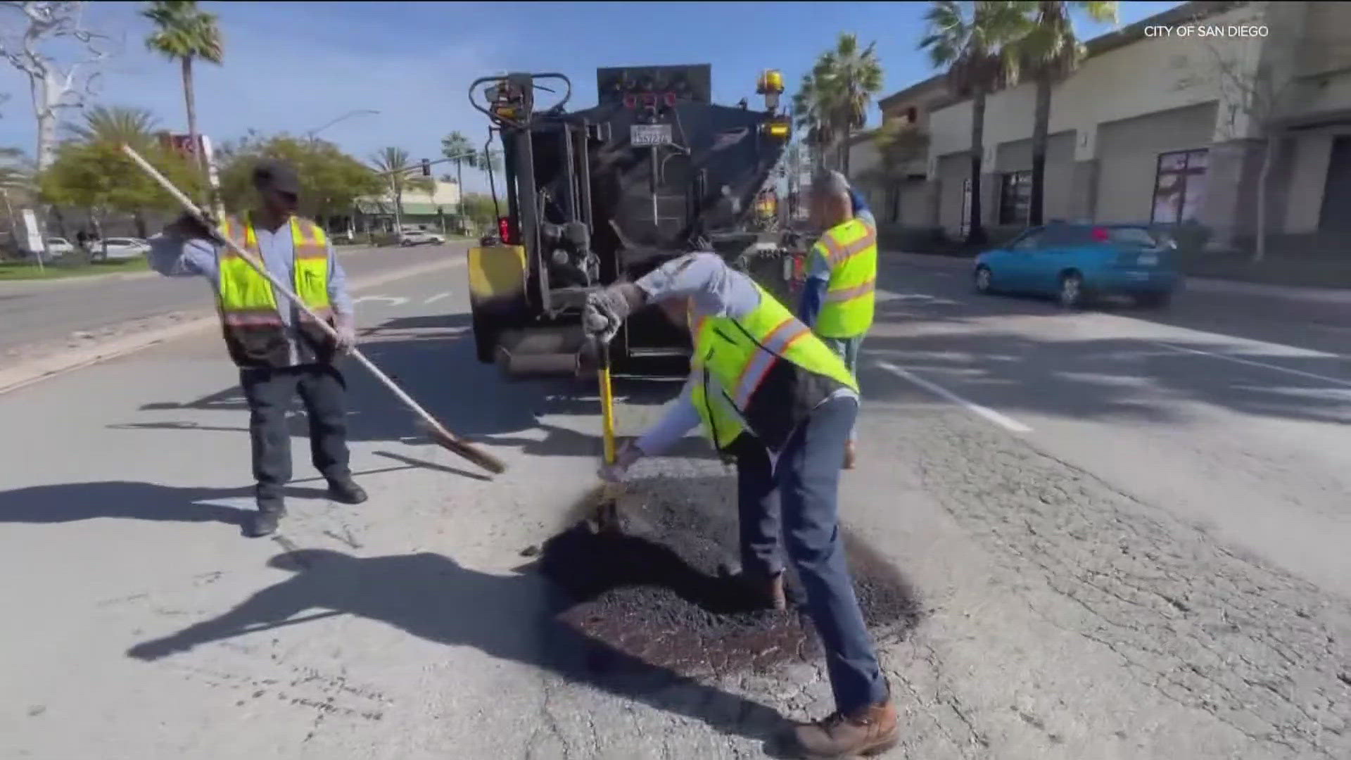 San Diego crews continue to repair potholes as complaints from commuters increase. The city spends $4 million every year to fix potholes.