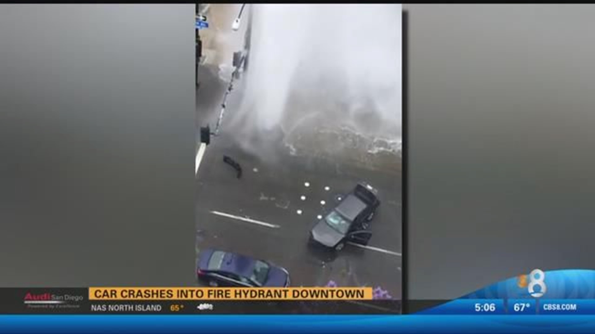 Car Crashes Into Fire Hydrant Downtown 3240