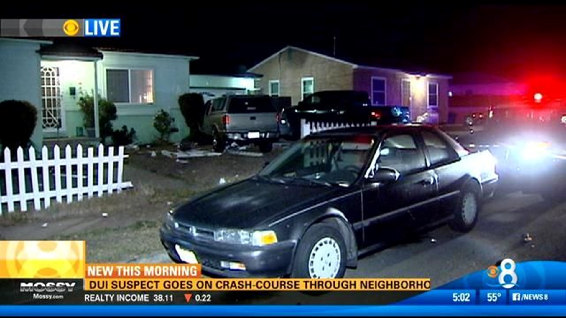 DUI suspect crashes into parked cars | cbs8.com