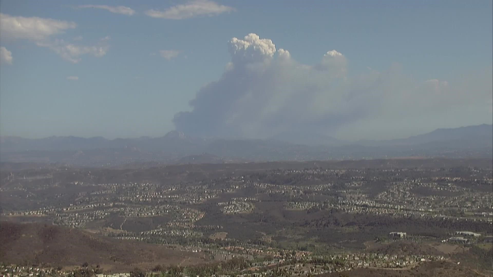 A wildfire east of the Dulzura area in the far southern reaches of San Diego County has burned 100 to 150 acres as of 4:00 p.m. Wednesday.