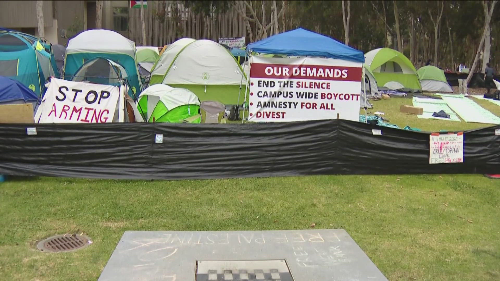 Protests against the war in Gaza entered a second day on the campus of UC San Diego Thursday.