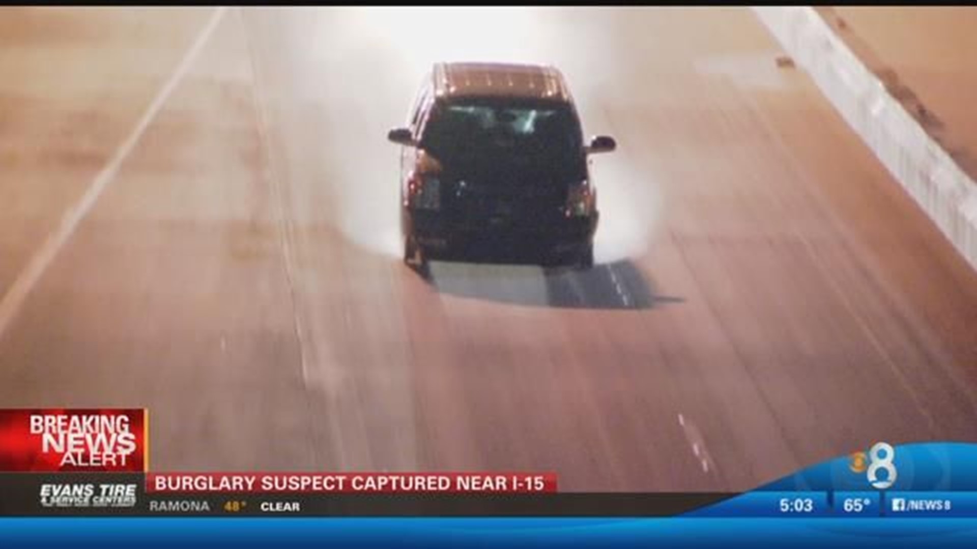 Suspect captured, after high speed chase near I15