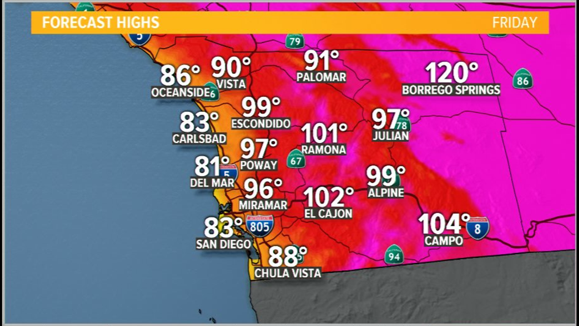 Scorching heat stretches across San Diego County