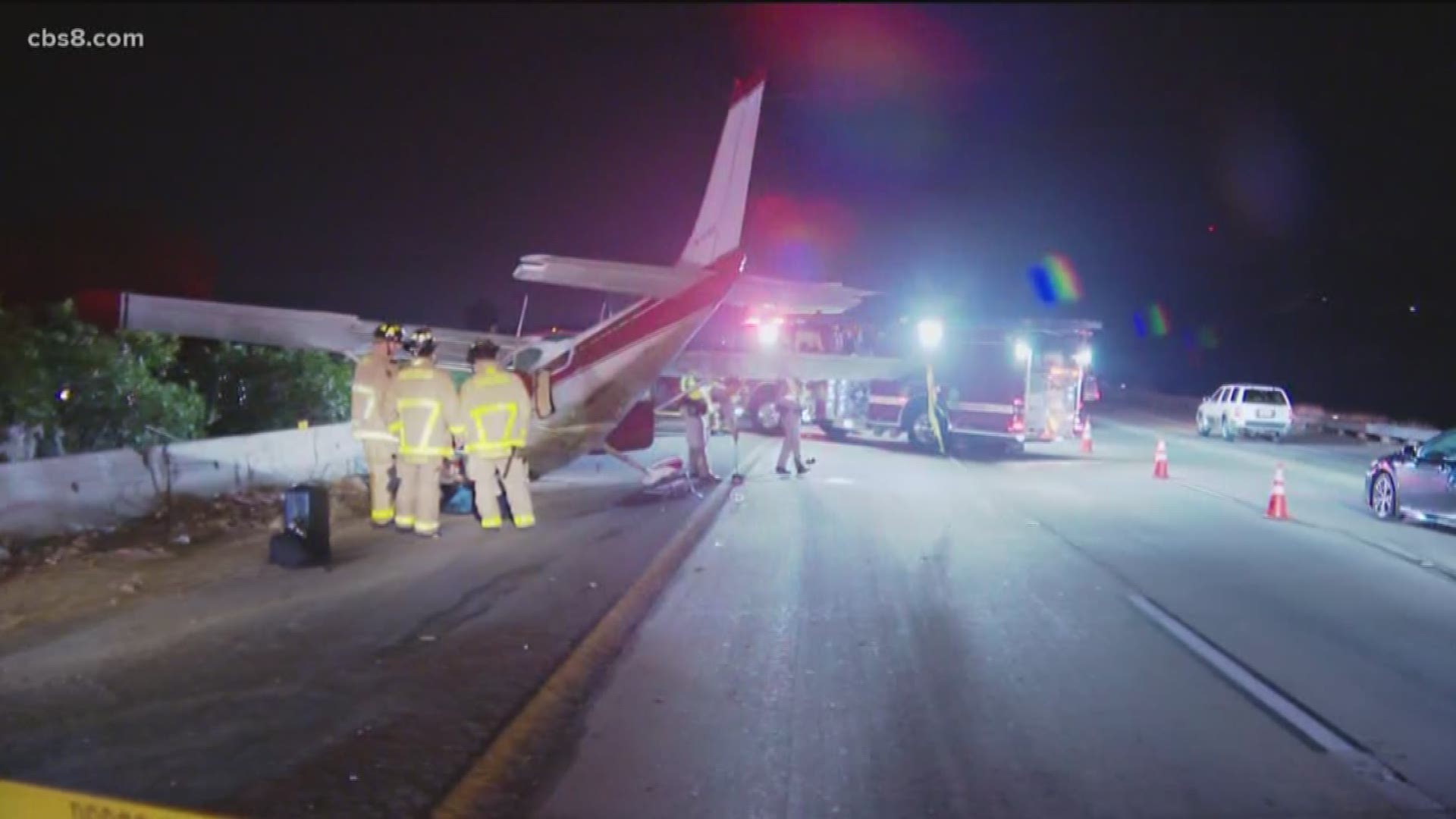 Dramatic video captured the moment a Cessna pilot landed his plane on Interstate-5 in Carlsbad Thursday night.