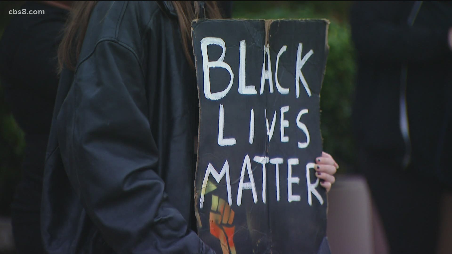 A rally was held Monday at Waterfront Park in downtown San Diego after the shooting of a 20-year-old Black man by police outside Minneapolis