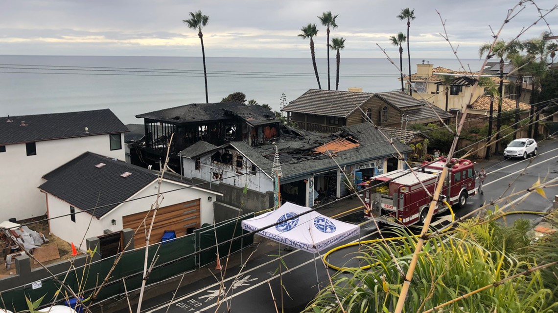 House fire in Encinitas leads to bluff collapse over beach