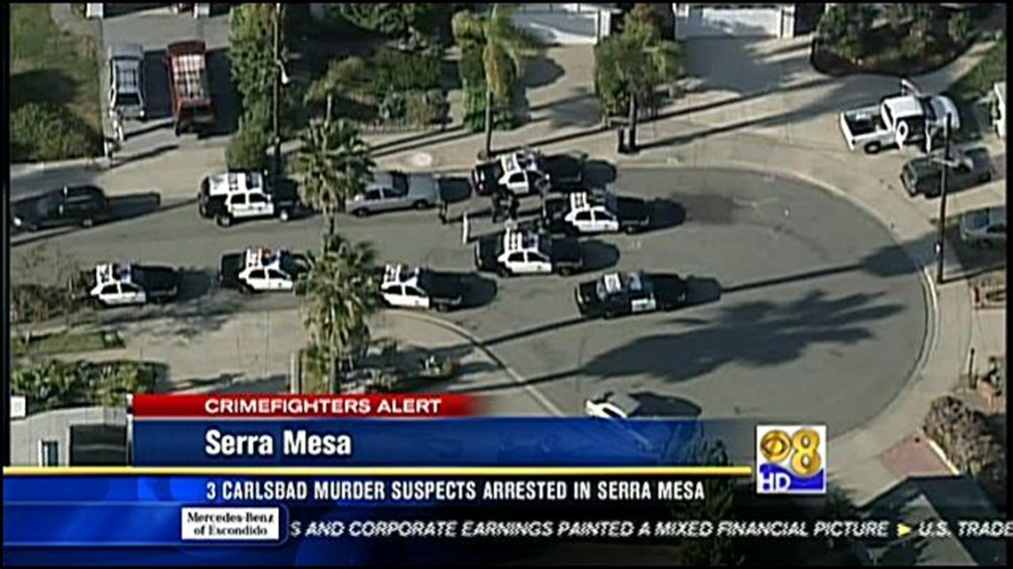 3 Carlsbad murder suspects arrested in Serra Mesa | cbs8.com