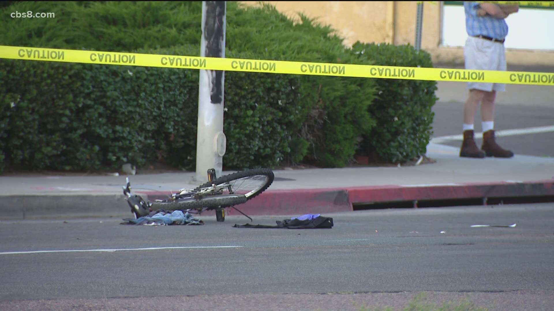 A cyclist was killed by a hit-and-run driver in a Toyota Prius near University Avenue and Alamo Drive in the Rolando area of San Diego Tuesday night.