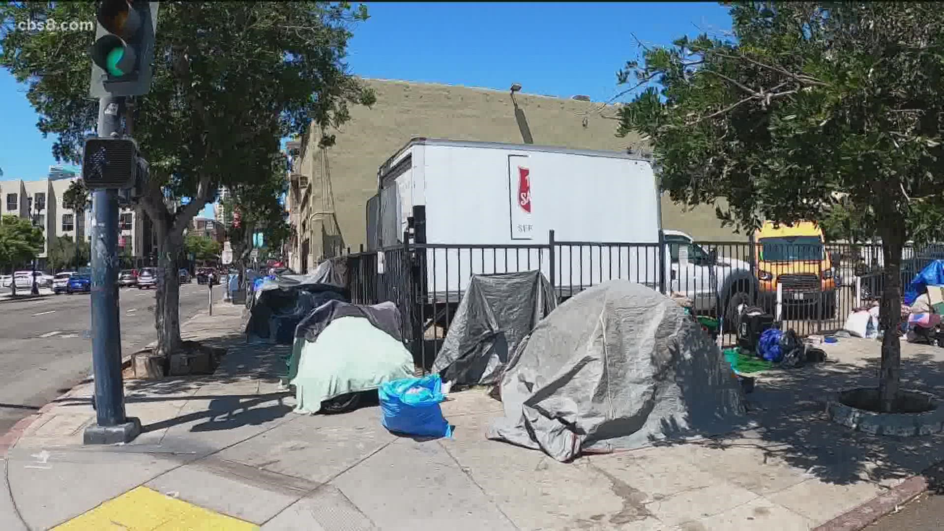 There's an estimated 1,300 homeless people in downtown San Diego, which is nearly double compared to last year.
