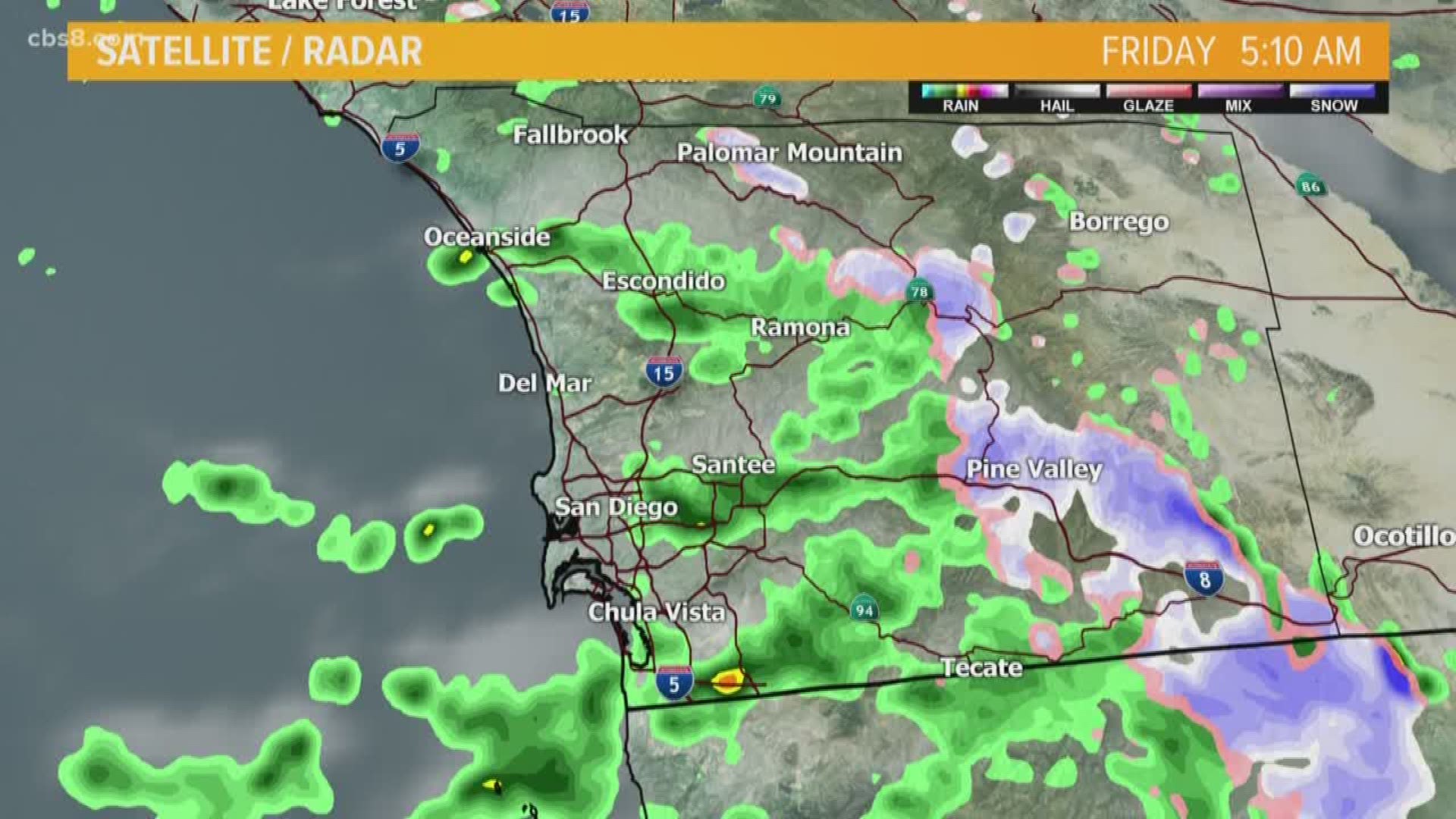 Storm brings rain, hail, lightning and thunder to San Diego