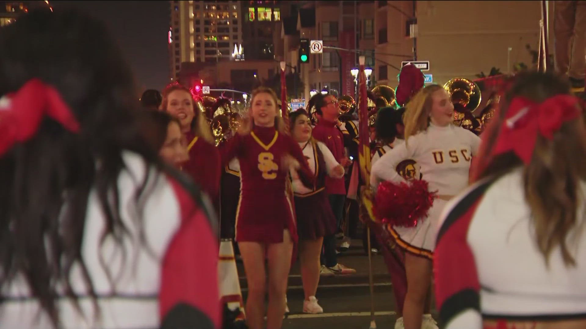 Festivities for the Snapdragon Bowl Bash in the Gaslamp Quarter include a battle of the marching bands, games, contests, and much more.