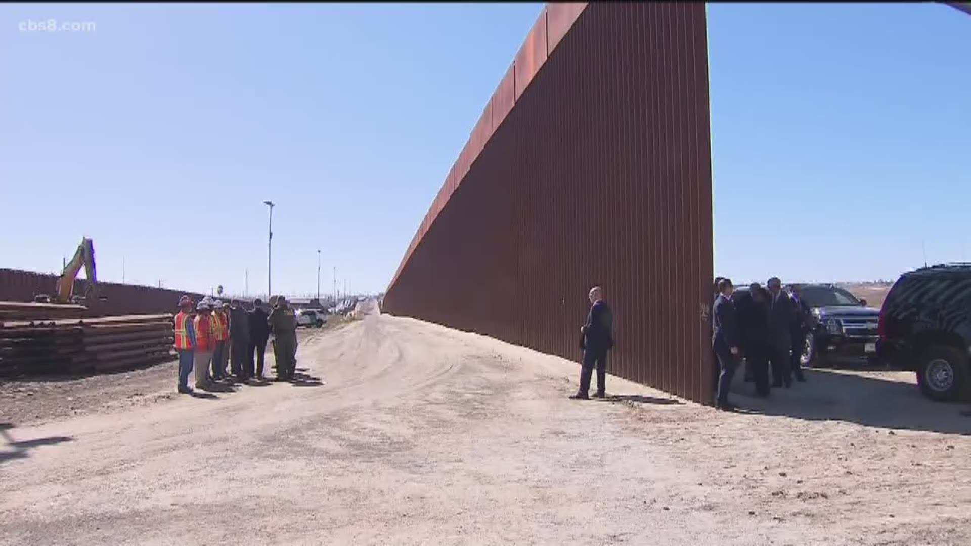 President Trump flew by helicopter to Otay Mesa Wednesday afternoon for a border wall visit after holding a fundraiser in downtown San Diego.