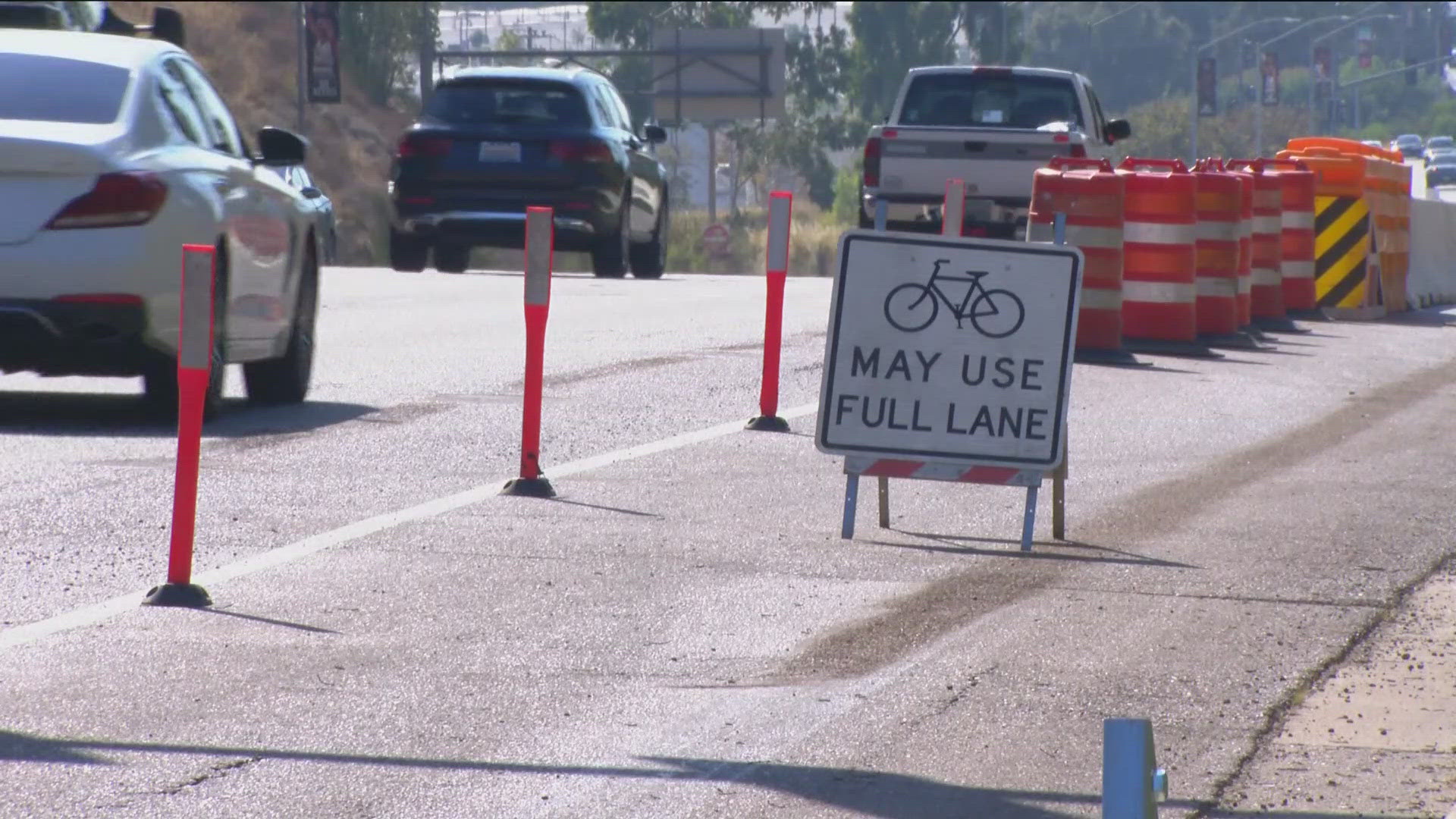 The year-long project will add green-painted bike lanes on Friars from Mission Village Drive to Rancho Mission Road.