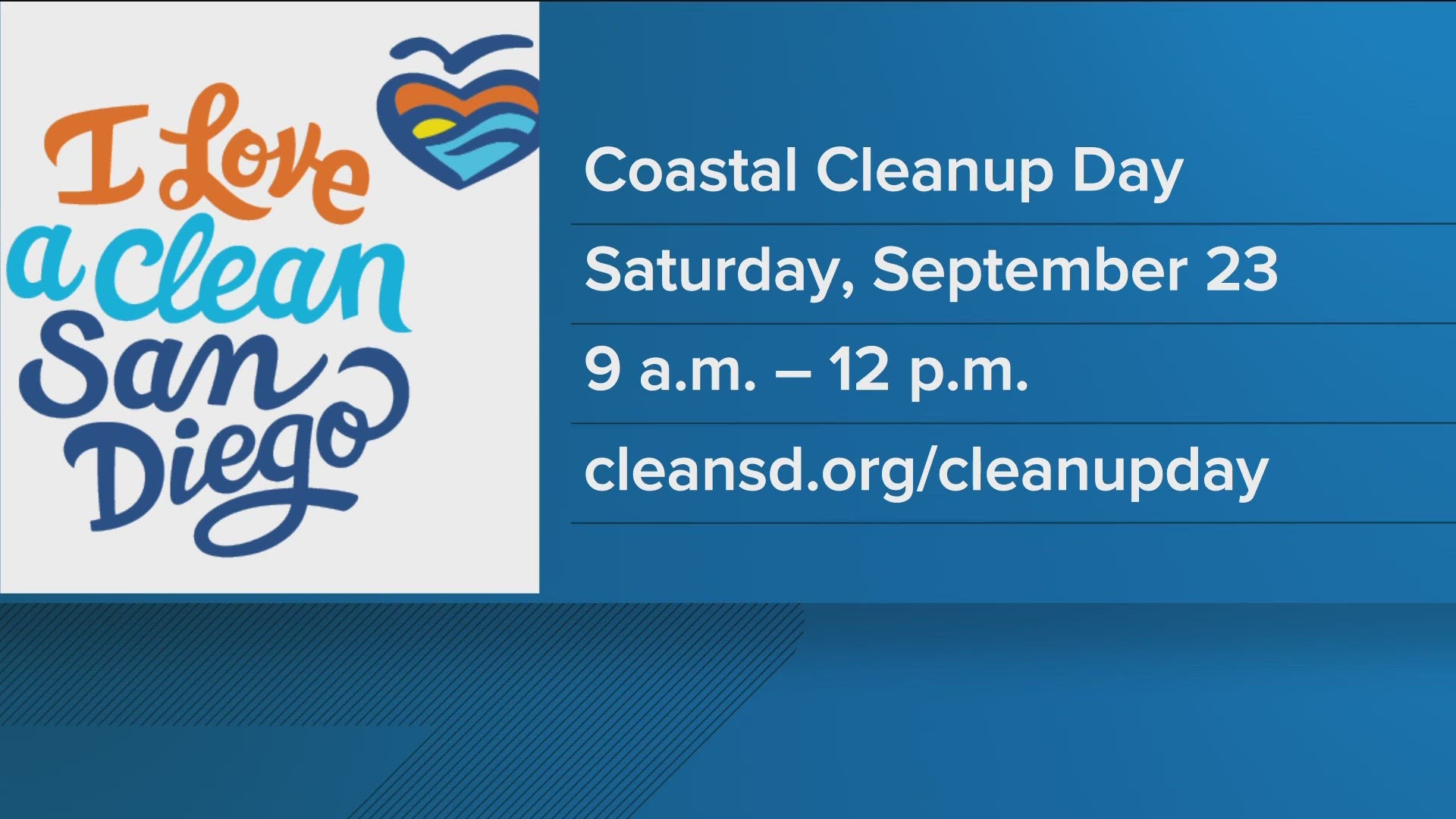 Coastal Cleanup Day is San Diego County’s largest environmental clean-up effort and San Diegans can volunteer at more than 100 sites across the county.