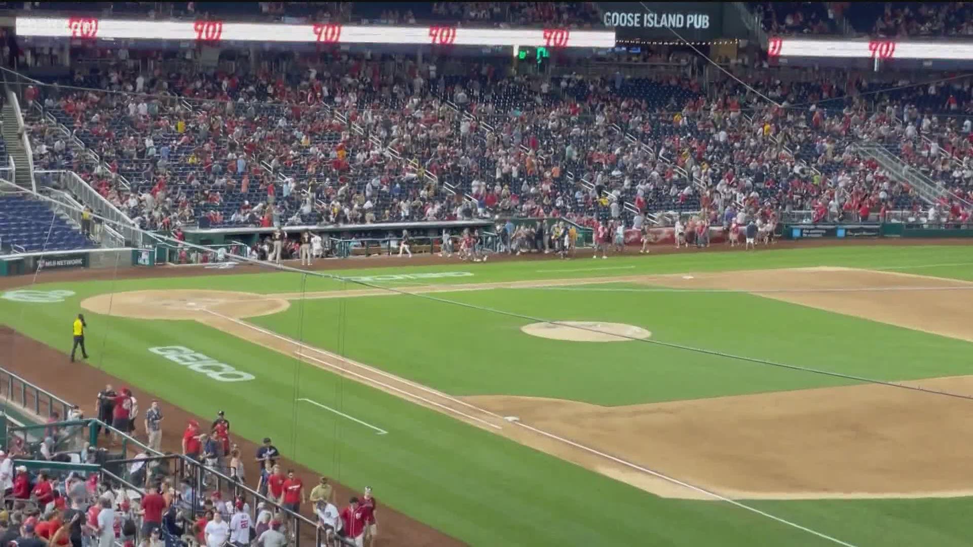 News 8 talked with a Padres fan who was in Nationals Park during the chaos.