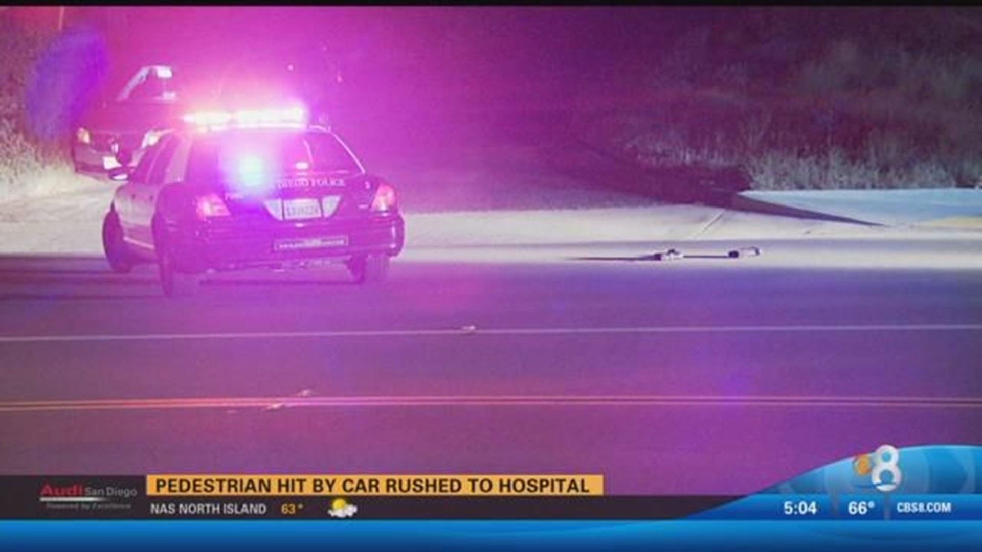 Pedestrian hit by car near USD rushed to hospital | cbs8.com