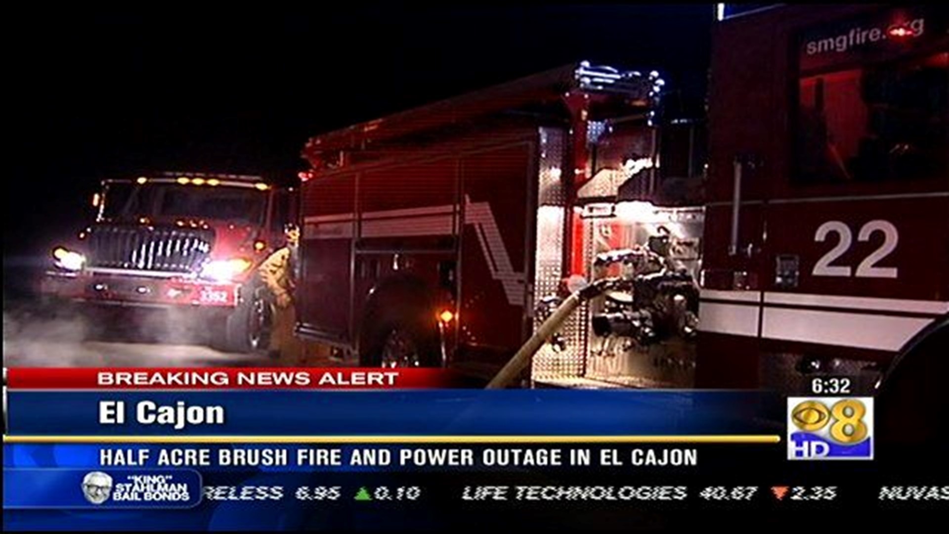 Halfacre brush fire and power outage in El Cajon