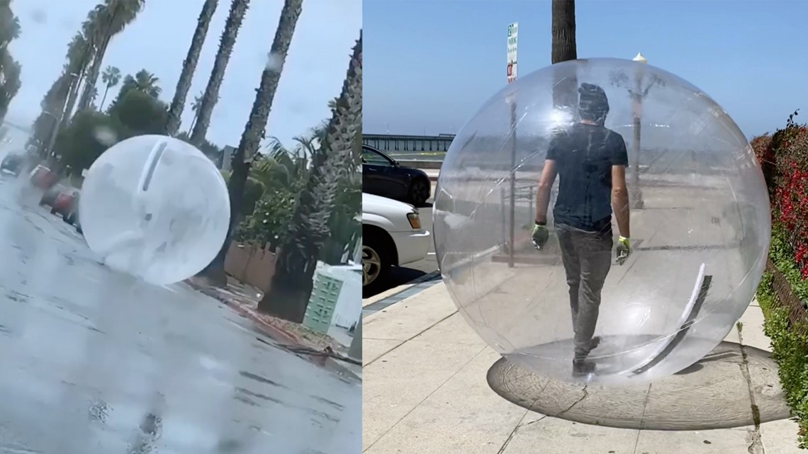 Man Walks Around In Giant Plastic Bubble Amid Pandemic. Watch