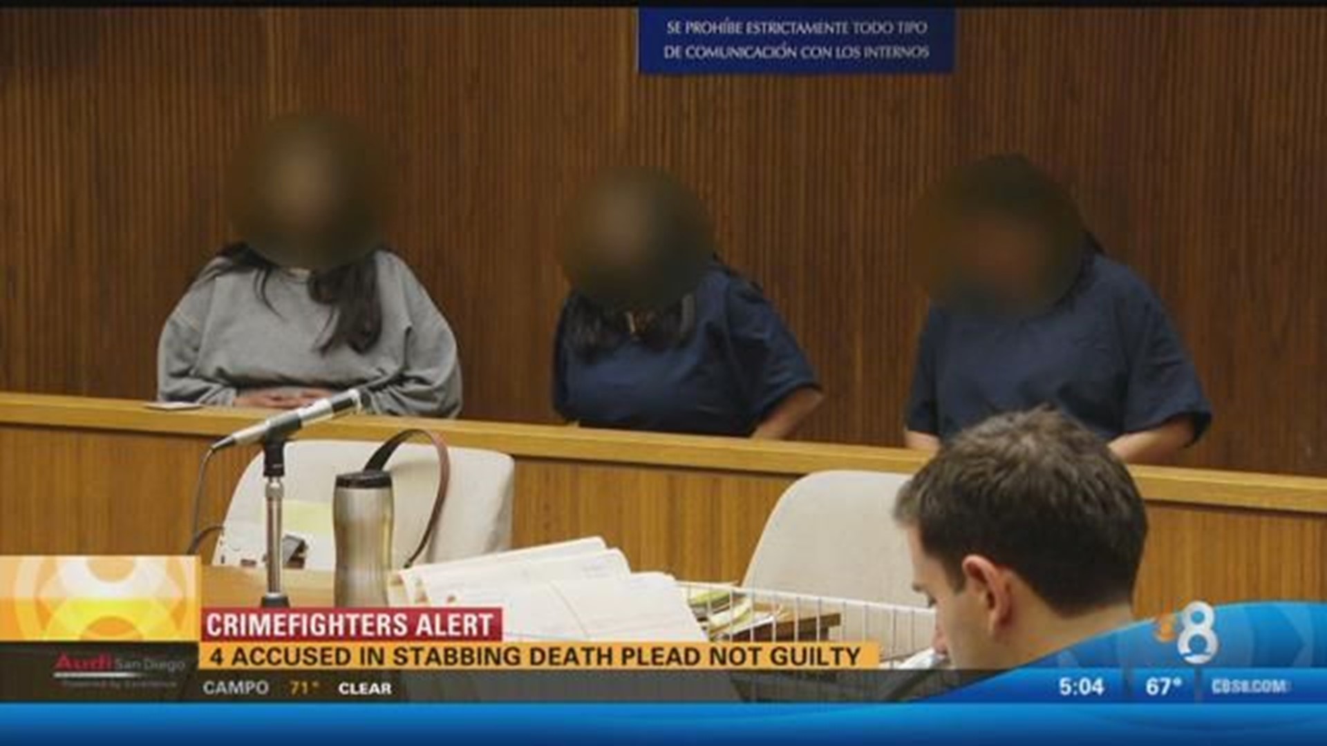 Four accused in stabbing death plead not guilty | cbs8.com