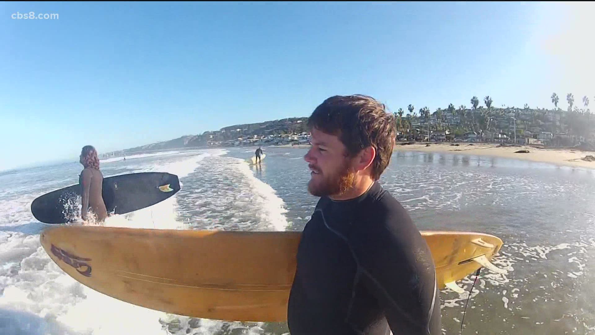 In some cases, the veterans have never surfed before. Volunteers help them learn how to stand on the board and coach them into their first wave.