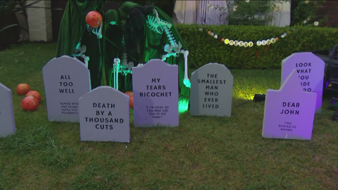 Carlsbad house decorated with spooky Taylor Swift theme for Halloween