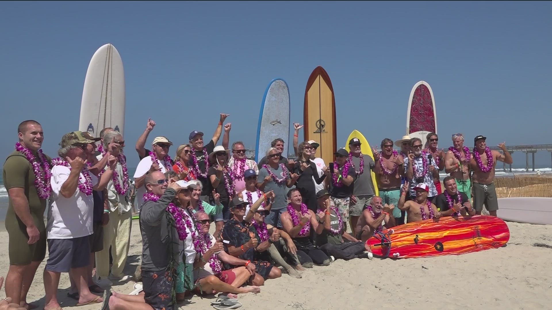 The Luau & Legends Surfing Invitational was held at Scripps Pier Beach and Scripps Seaside Forum at Scripps Institution of Oceanography.