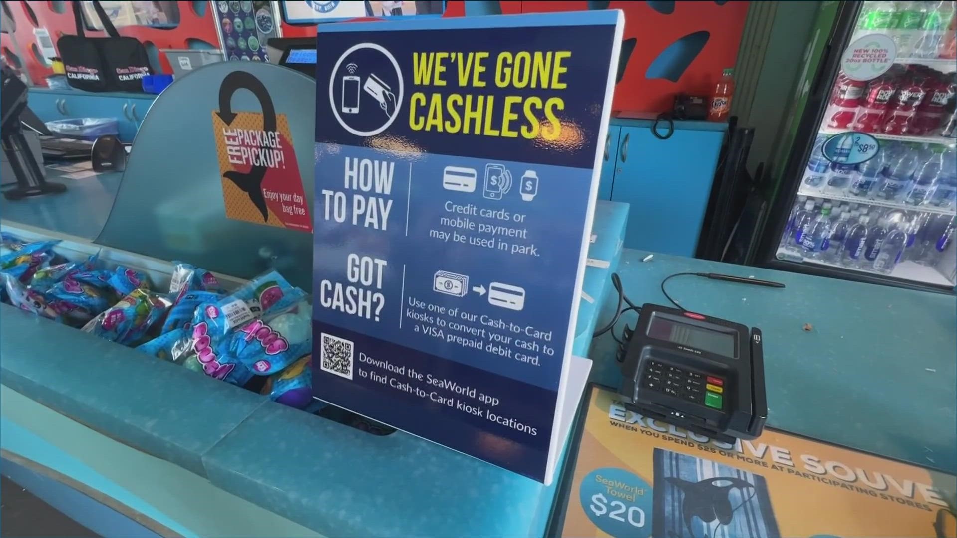 SeaWorld San Diego switched to cashless operations, meaning you have to swipe or tap your credit card, debit card, or smart device everywhere you typically use cash.