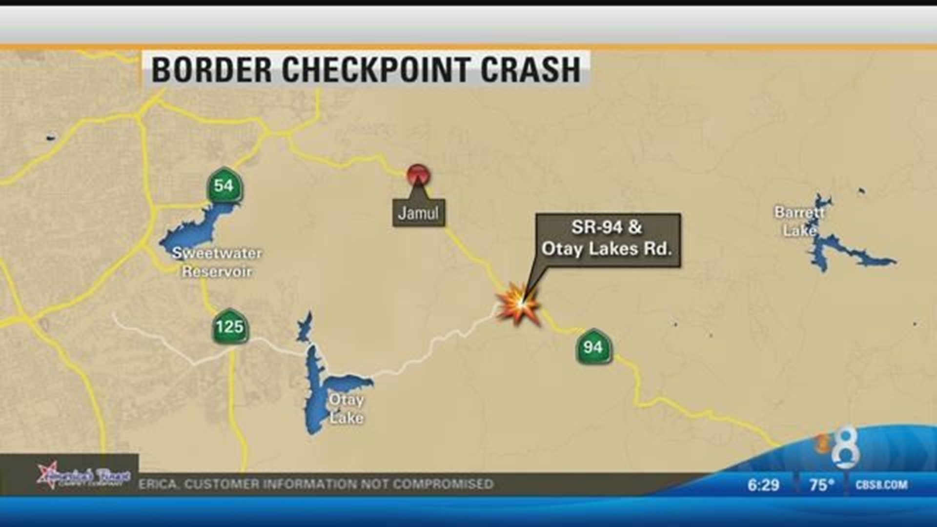 Four hurt in crash near Jamul border checkpoint