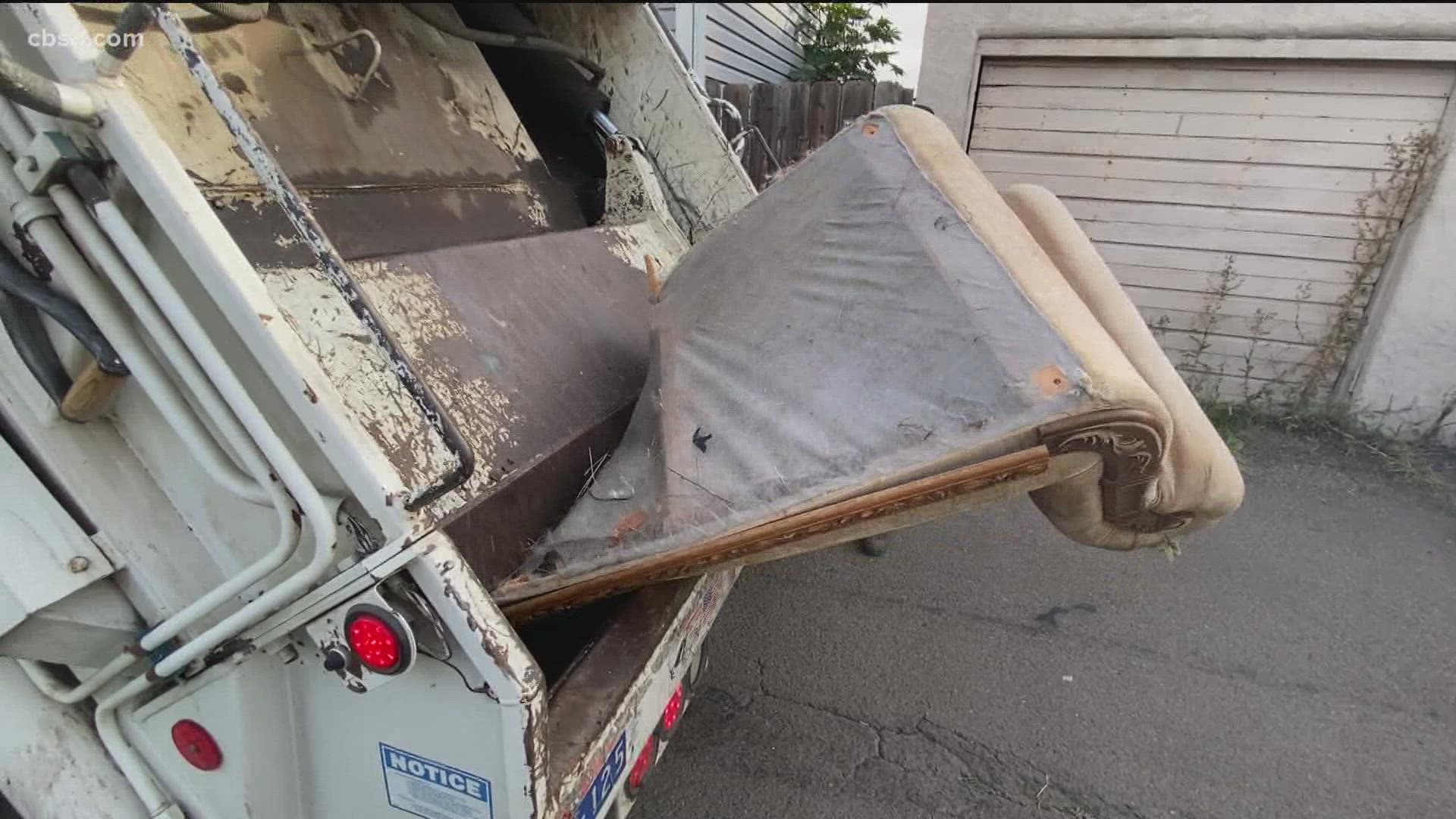 City crews kept busy cleaning up illegally dumped trash and furniture in San Diego.