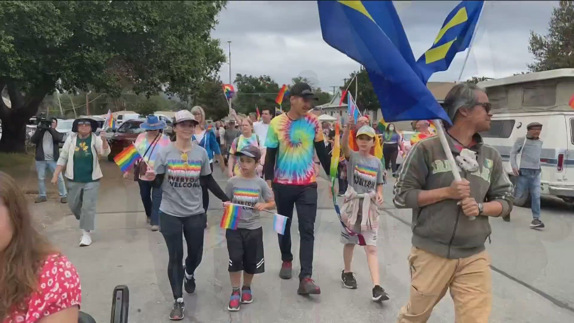 Dozens of people gathered outside Santee United Methodist Church to show off their pride.