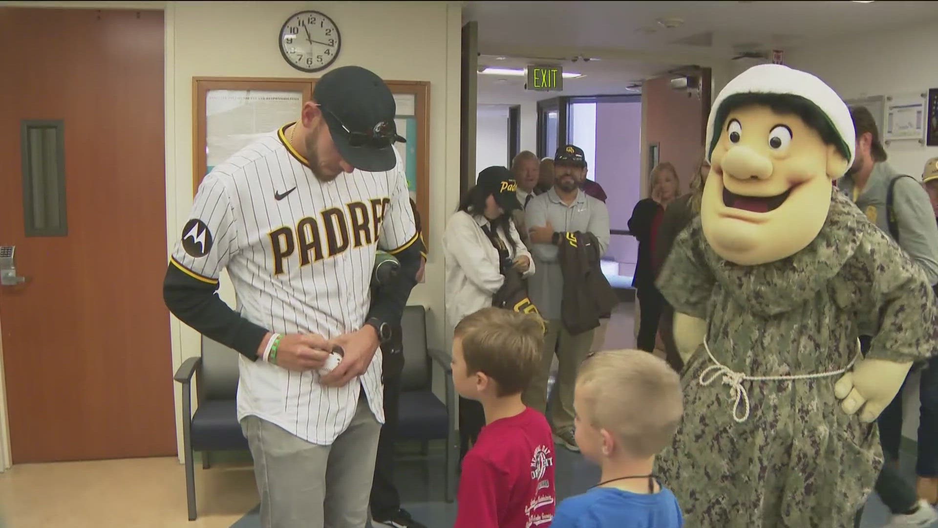 Wounded Warriors and Navy Gold Star families posed for photos with their favorite Padres players from the past and present.