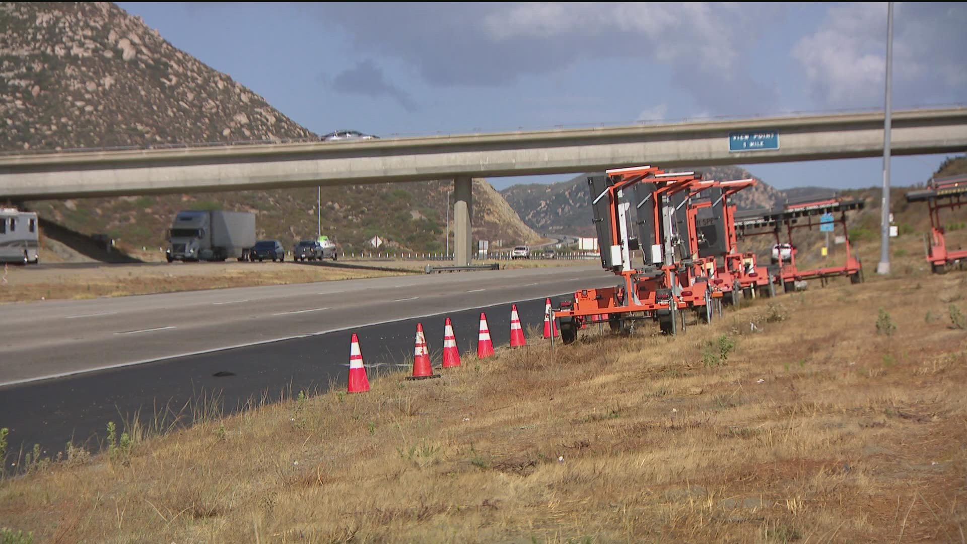 Crews are installing special reflectors on ramps along a 40-mile stretch of I-8 in East County.