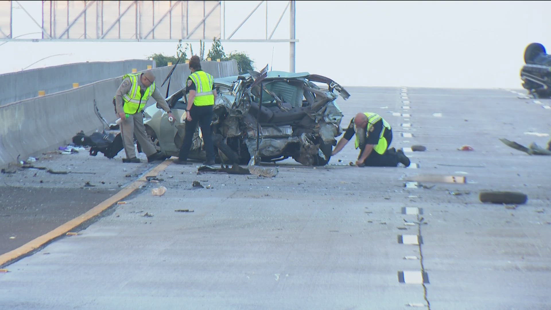 Four people died in the crash that happened around 1:30 a.m. and there were three vehicles involved, according to California Highway Patrol.