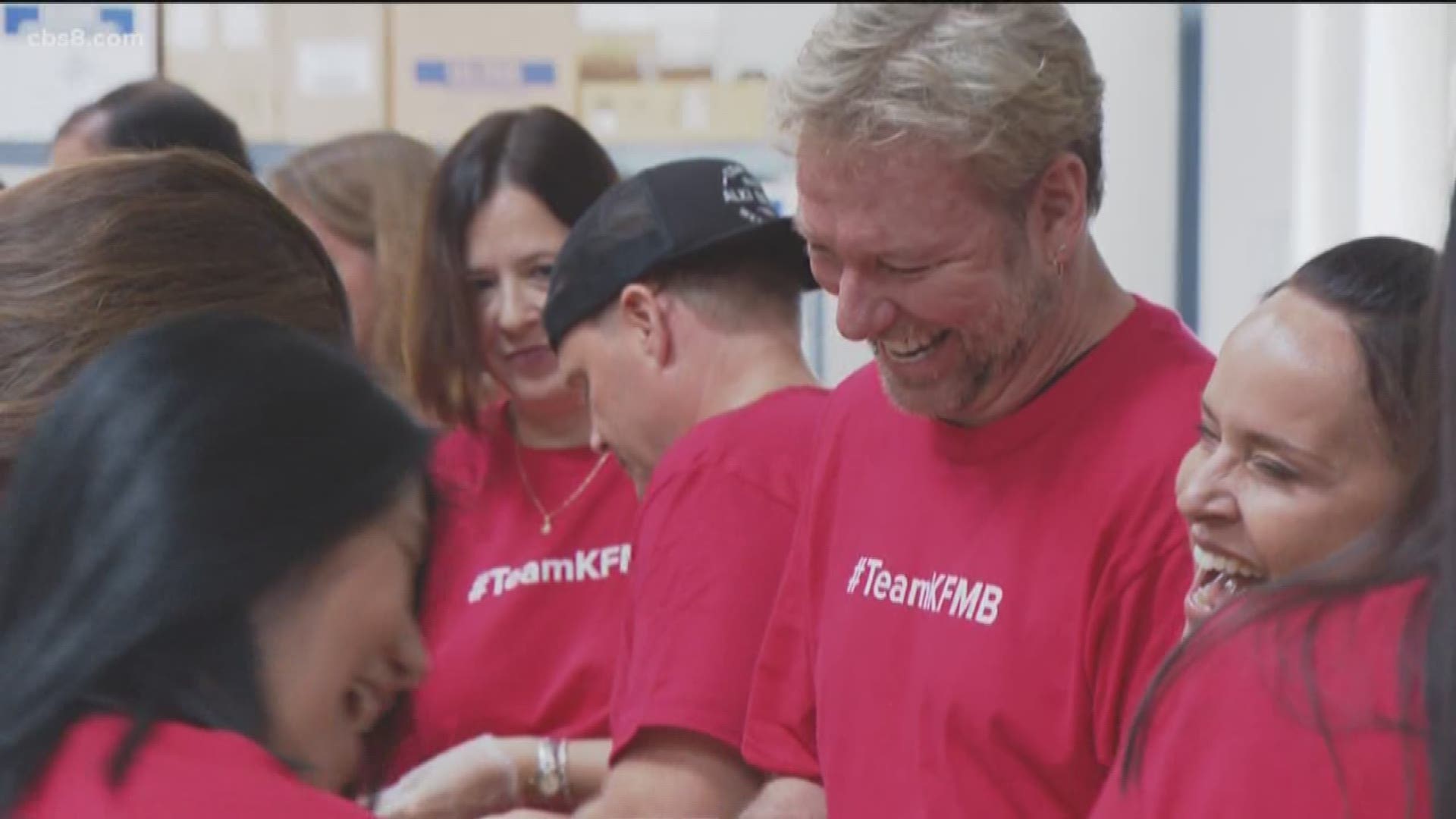 Team KFMB volunteers at the San Diego Food Bank