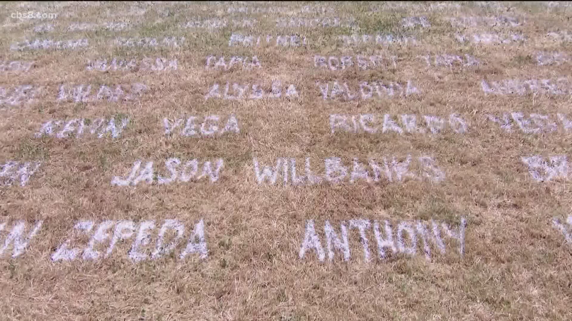 Chula Vista High School class of 2020 seniors were surprised when they showed up for their cap and gown and found every name written on the field.