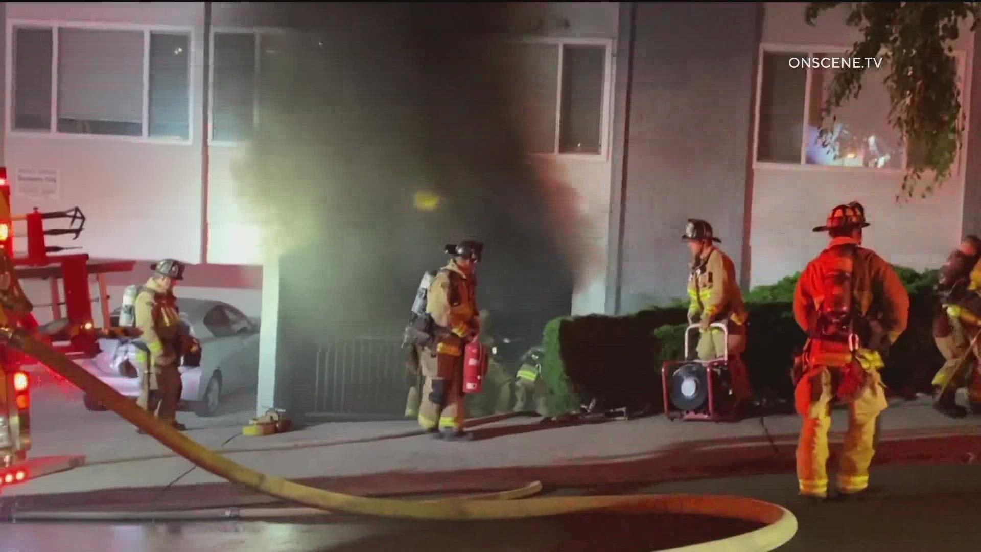 San Diego fire investigators are working to find out what caused a fire in the garage of an apartment complex in North Park overnight that left three cars destroyed.