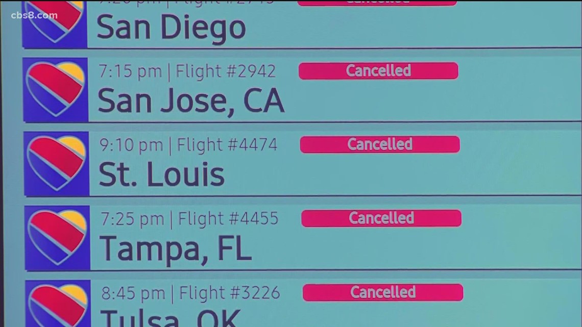 Southwest Airlines Flight Cancellations Continue Monday | Cbs8.com