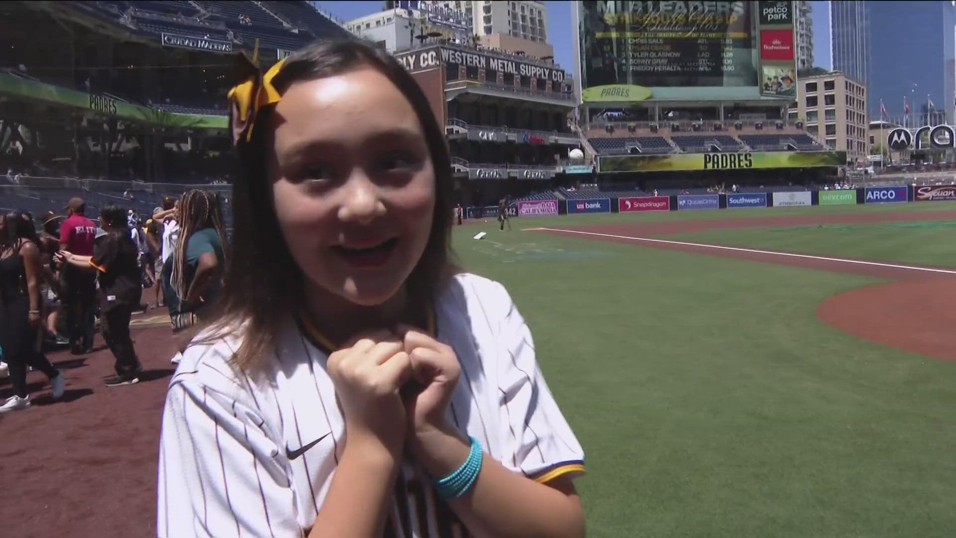 7th grader's dream comes true as she knocks it out of the park at Petco Park.