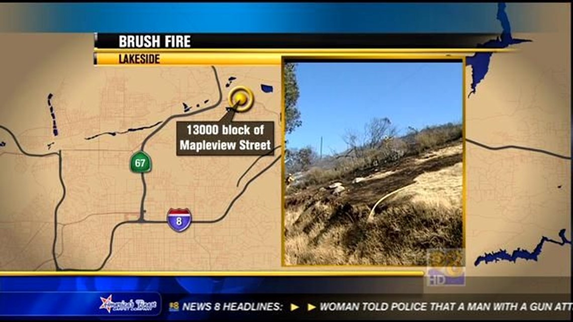 Crews battle small brush fire in Lakeside | cbs8.com