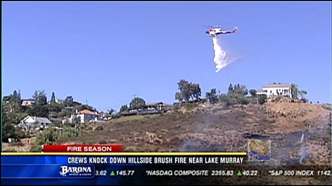 Crews knock down hillside brush fire near Lake Murray | cbs8.com