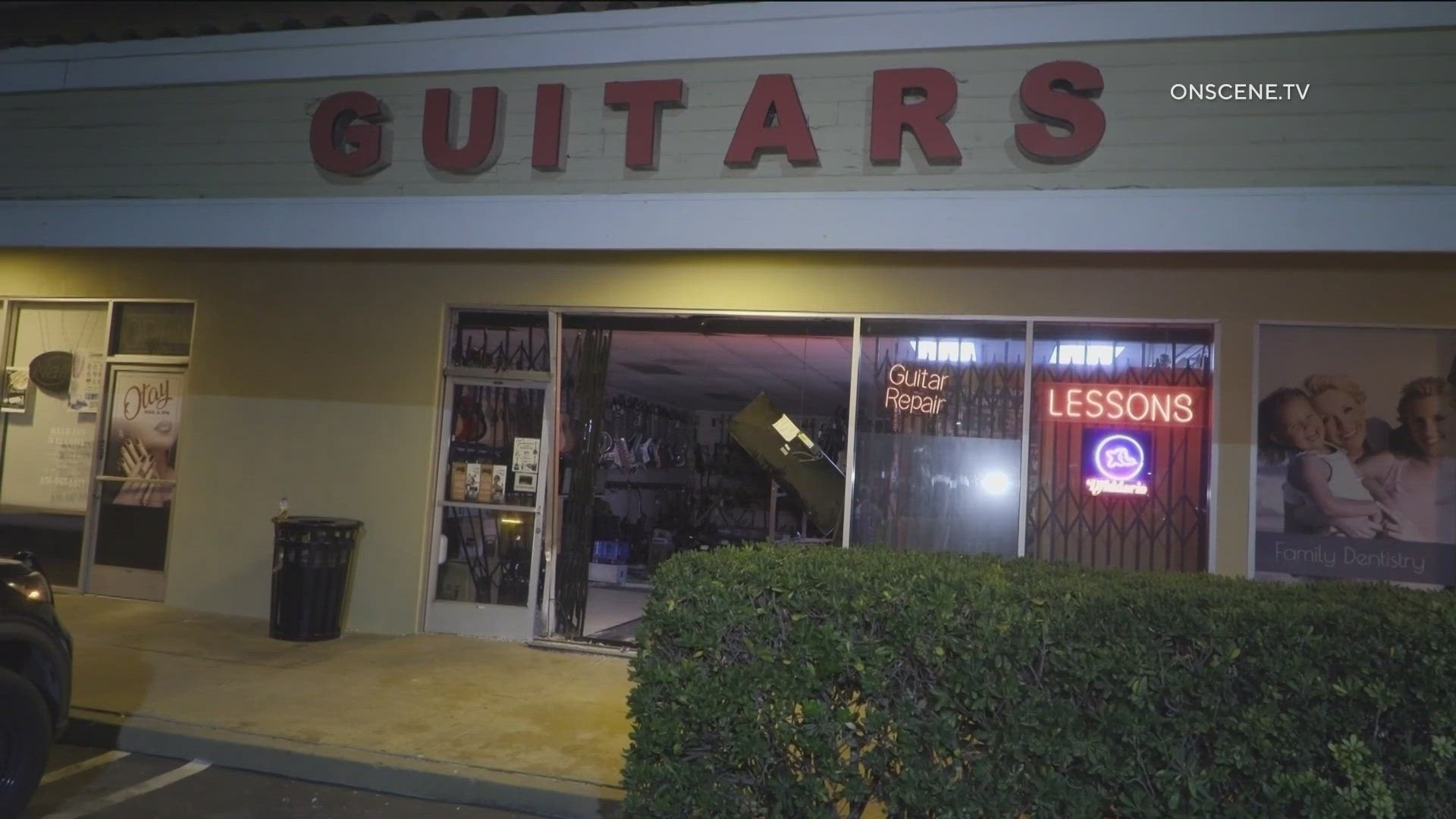 The driver crashed into the front of Mark's Guitar Exchange in Chula Vista.