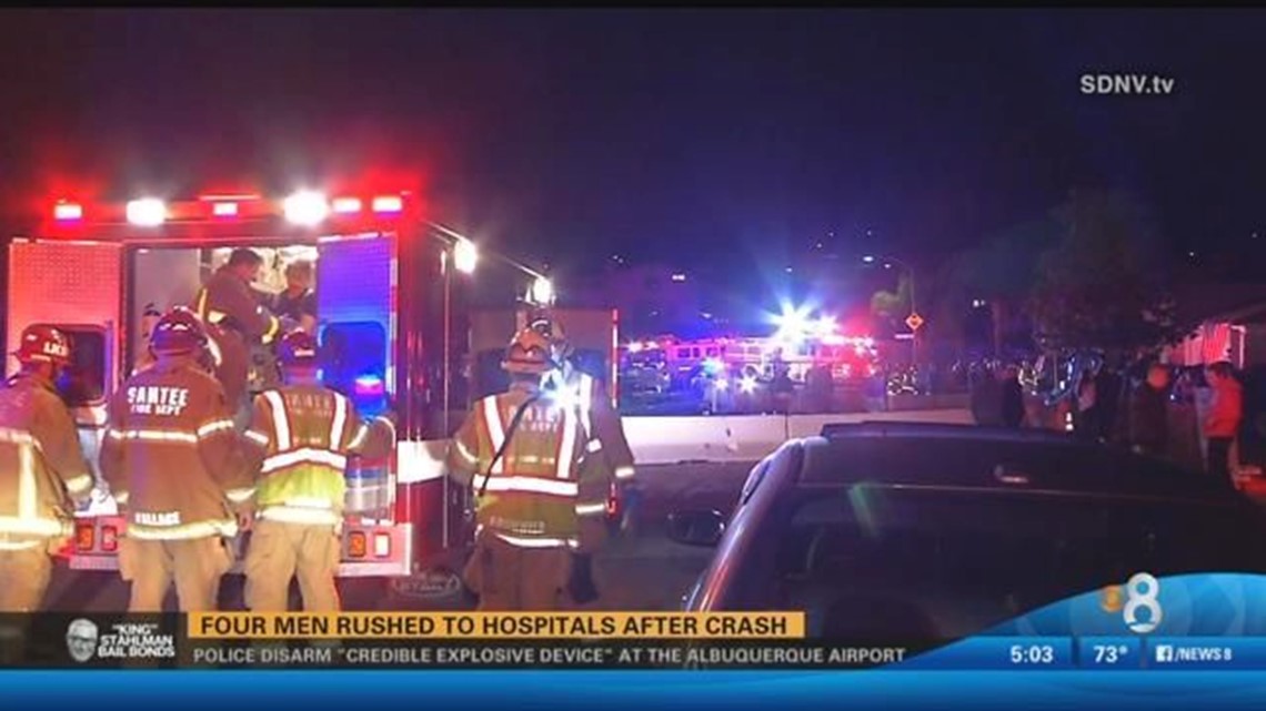 Four men hospitalized after crash in Santee | cbs8.com